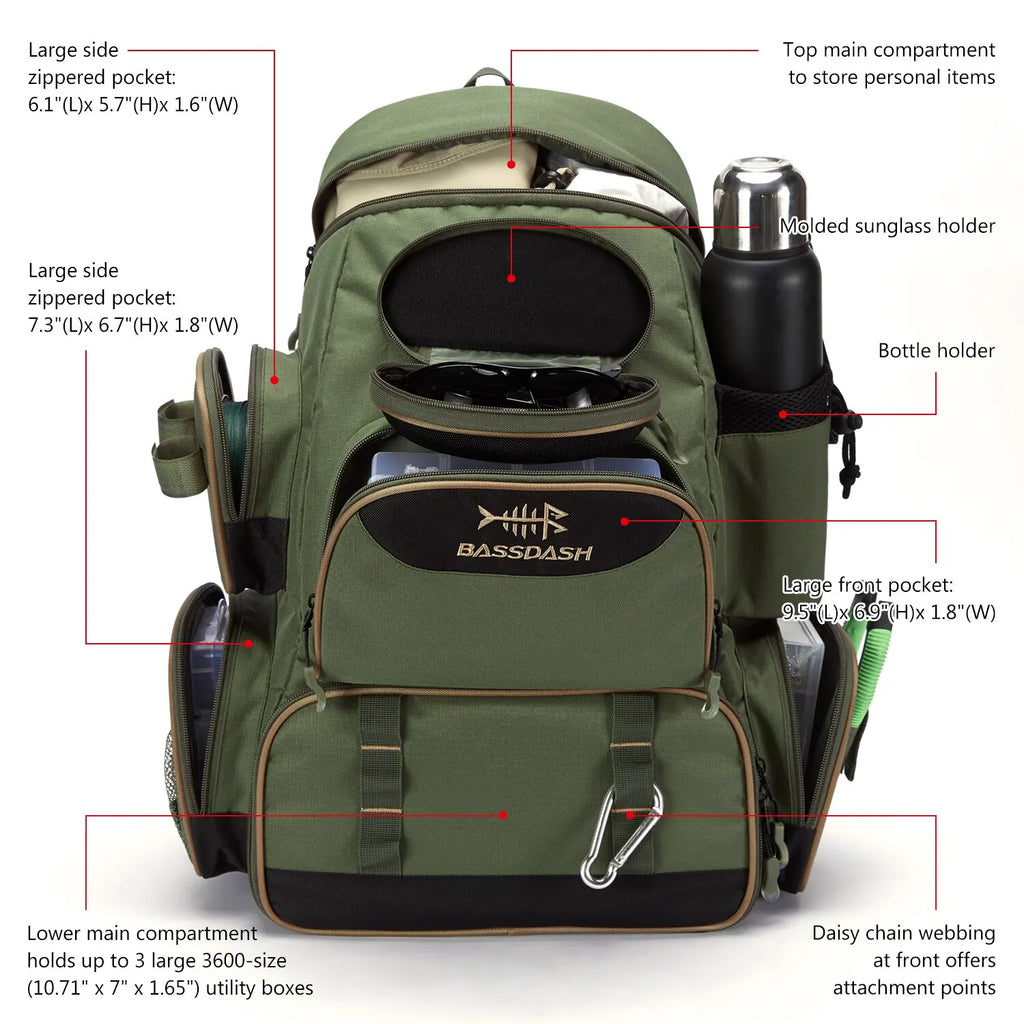 Bassdash Fishing Bag Tackle Backpack